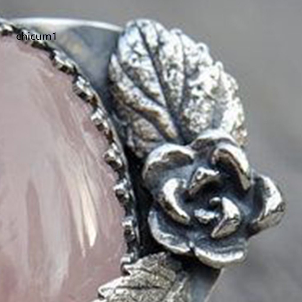 Nhẫn Hợp Kim Chạm Khắc Hoa Lá Đính Đá Phong Cách Cổ Điển Cho Nữ