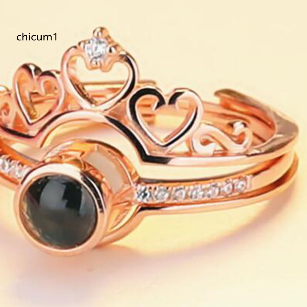 Set 2 Nhẫn Trái Tim Hai Trong Một Lấp Lánh