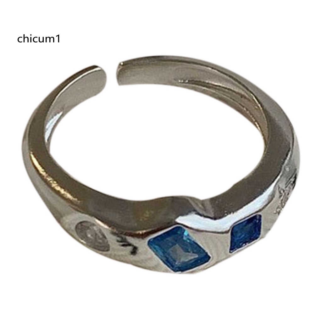 Nhẫn Hở Đính Đá Zircon Nhiều Màu Tùy Chỉnh Phong Cách Punk Tinh Tế Cho Nữ