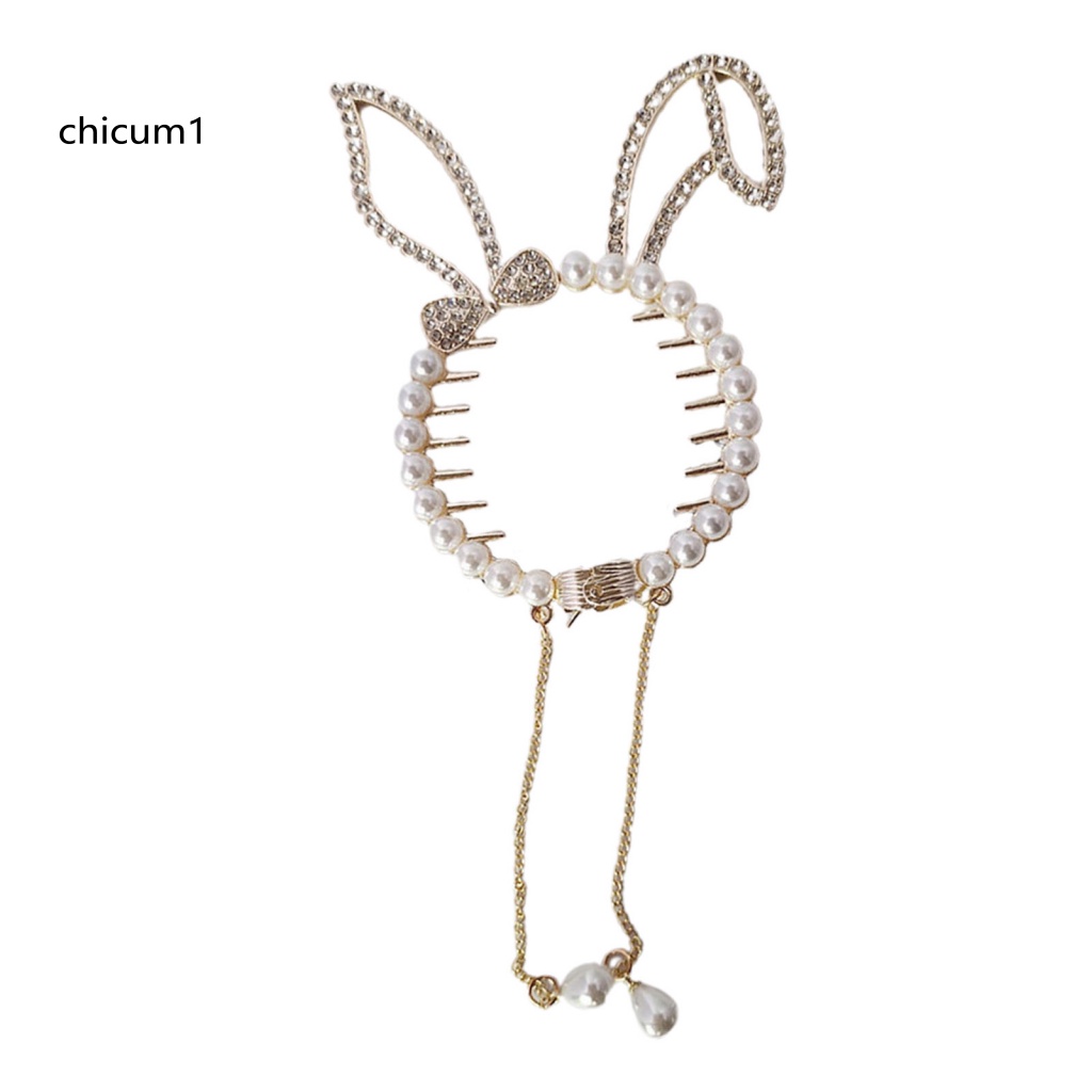 Kẹp Tóc Hình Tai Mèo Đính Đá Và Ngọc Trai Giả Lấp Lánh Thời Trang Cho Nữ