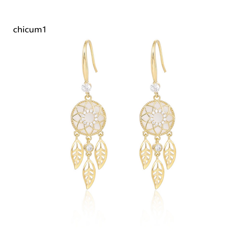 1 Cặp Bông Tai Hình Dreamcatcher Đính Đá Phối Tua Rua Thời Trang