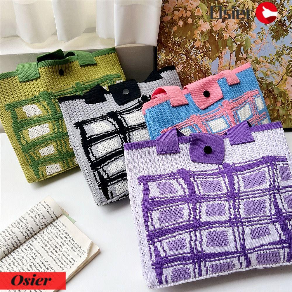 OSIER1 Túi Mua Sắm Đeo Vai Dệt Kim Có Thể Tái Sử Dụng