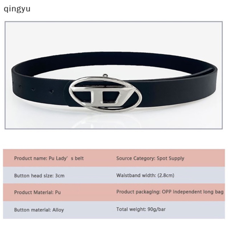 Thắt Lưng Da PU Khóa Kim Loại Hình Oval In Chữ D Thời Trang Cho Nữ