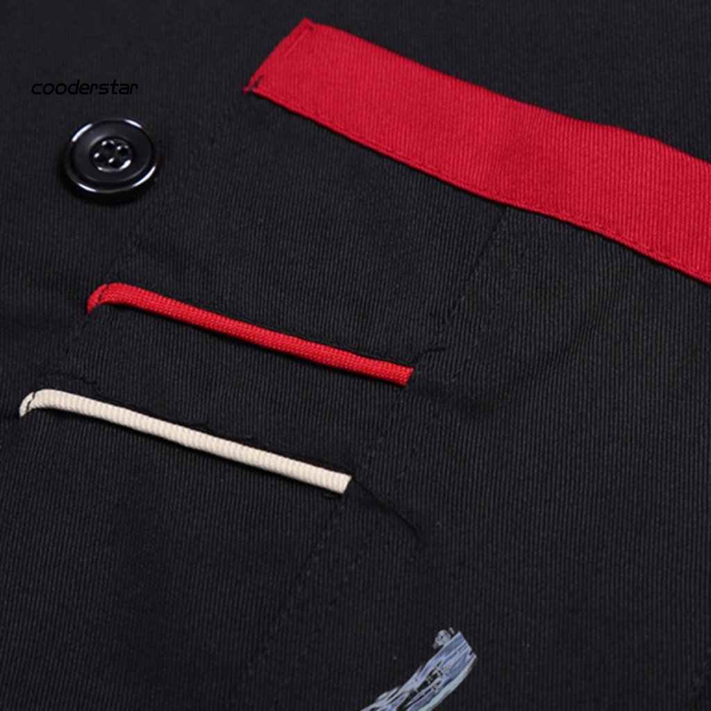 Áo Đầu Bếp Ngắn Tay Cổ Đứng Cài Hai Hàng Nút Có Túi Và Nút Cài Cho Unisex Nhà Hàng Khách Sạn