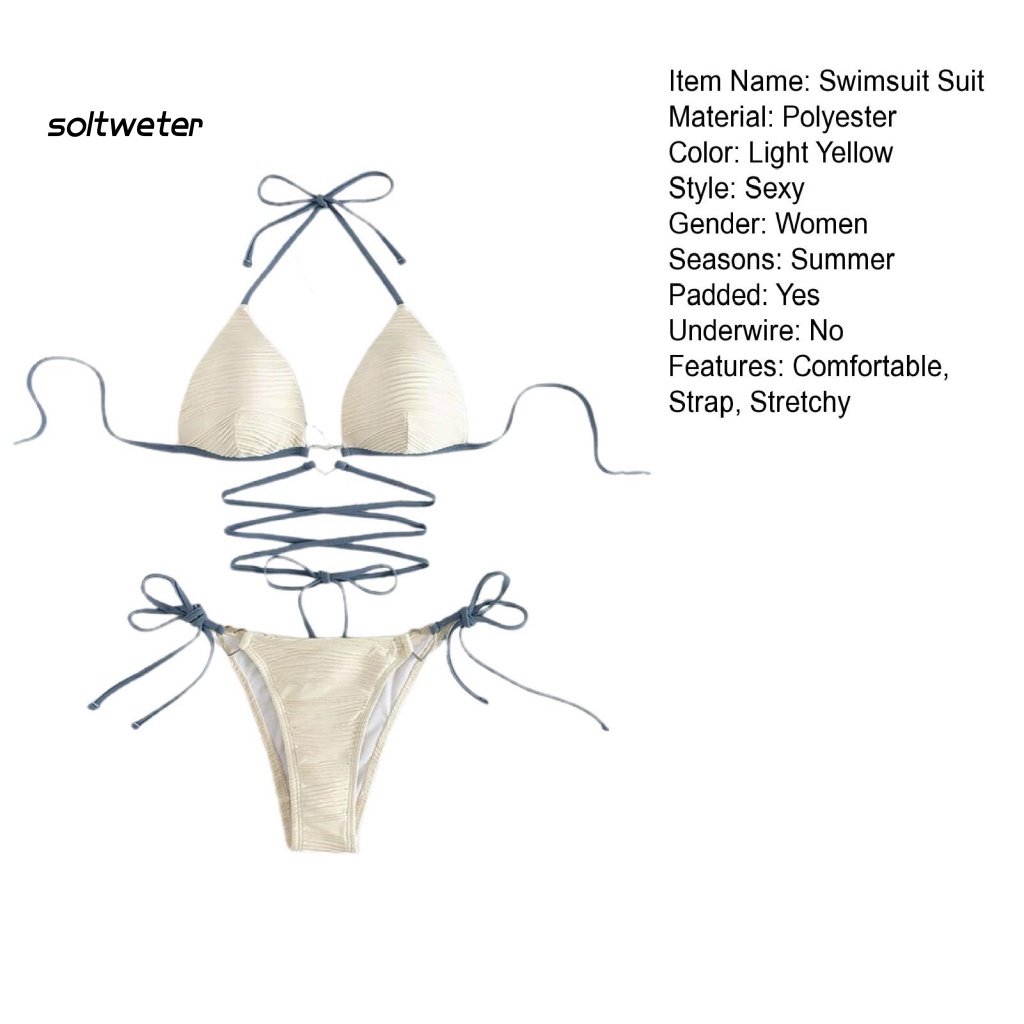 1 Bộ Đồ Bơi Hai Mảnh Bằng Polyester Ba Chiều Không Gọng Có Đệm Ngực Màu Sắc Trơn Dành Cho Nữ