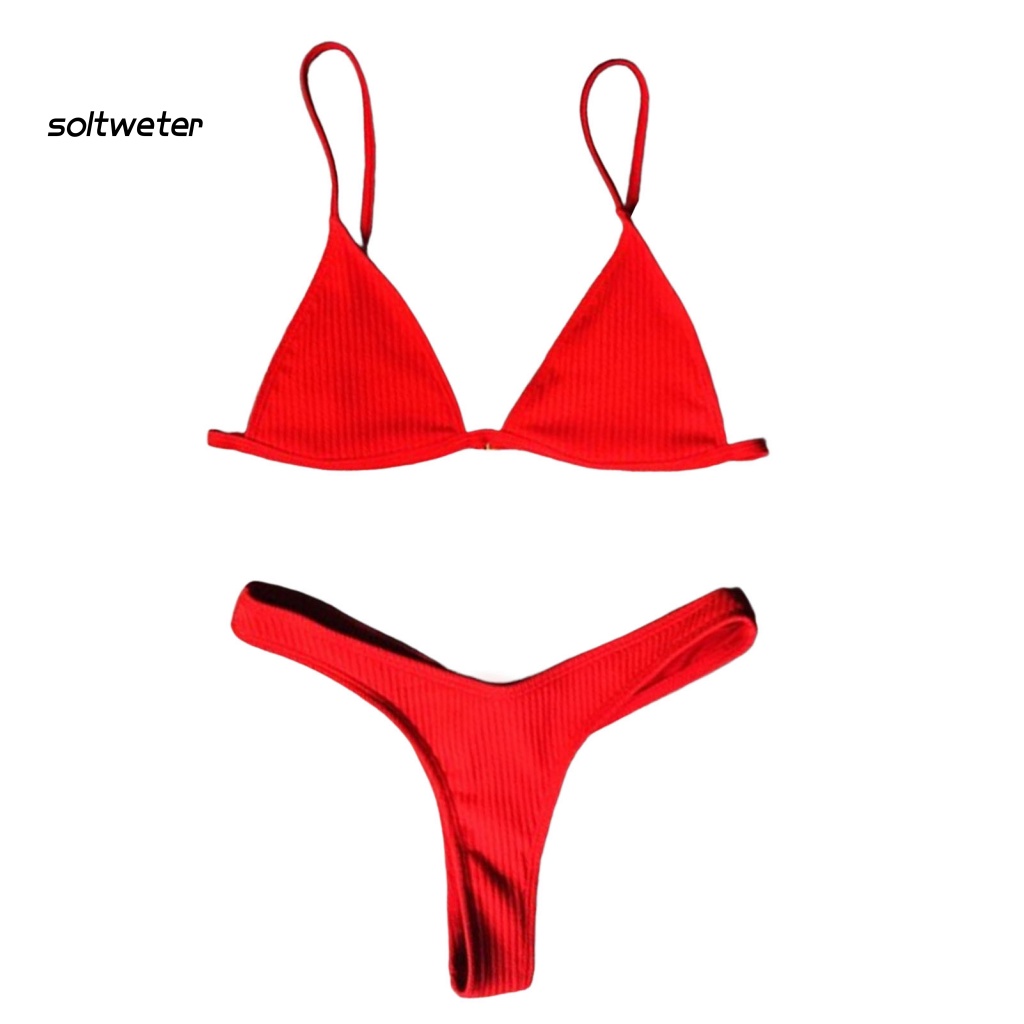 Bộ Đồ Bơi 2 Mảnh Cổ Chữ V Khoét Sâu Nhanh Khô Có Đệm Mút Dành Cho Nữ