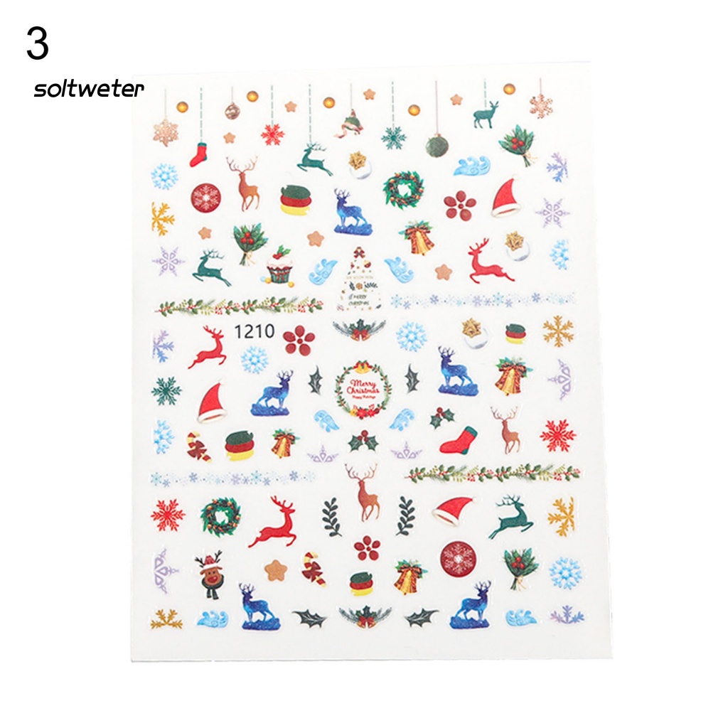 Miếng Dán Trang Trí Móng Tay 3D Siêu Mỏng In Họa Tiết Giáng Sinh Dễ Thương Dành Cho Nữ