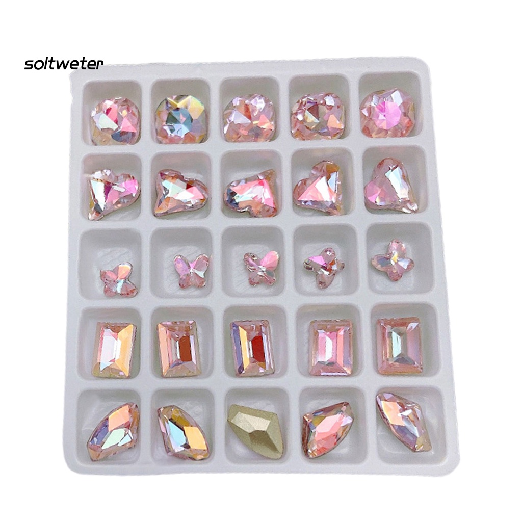 Bộ 25 Phụ Kiện Đính Trang Trí Móng Nghệ Thuật Hình Trái Tim / Bướm 3D Xinh Xắn