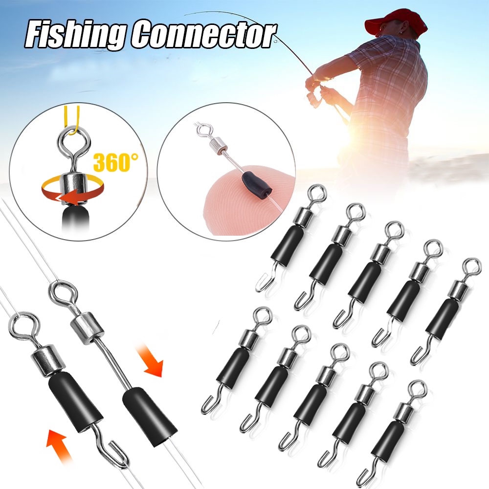 Bộ 10 Móc Khóa Câu Cá Số 8 Bằng Silicone Và Thép Không Gỉ Xoay 360° Dụng Cụ Xoay Câu Cá Nhanh Chóng Tiện Dụng