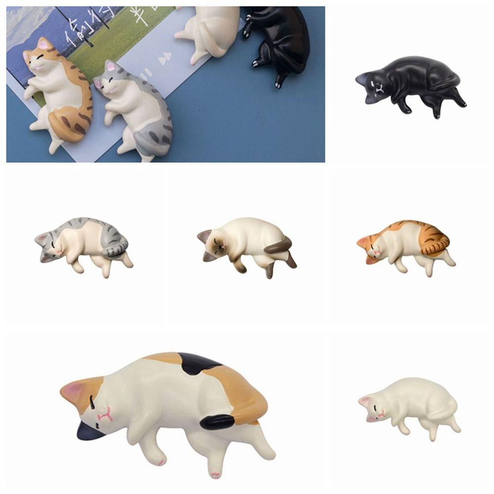 Quillan lazy cat miniatures, dễ thương thủ công mỹ nghệ ngủ nam châm tủ lạnh cho mèo, dán tường nhựa mô phỏng tủ ngủ cho mèo