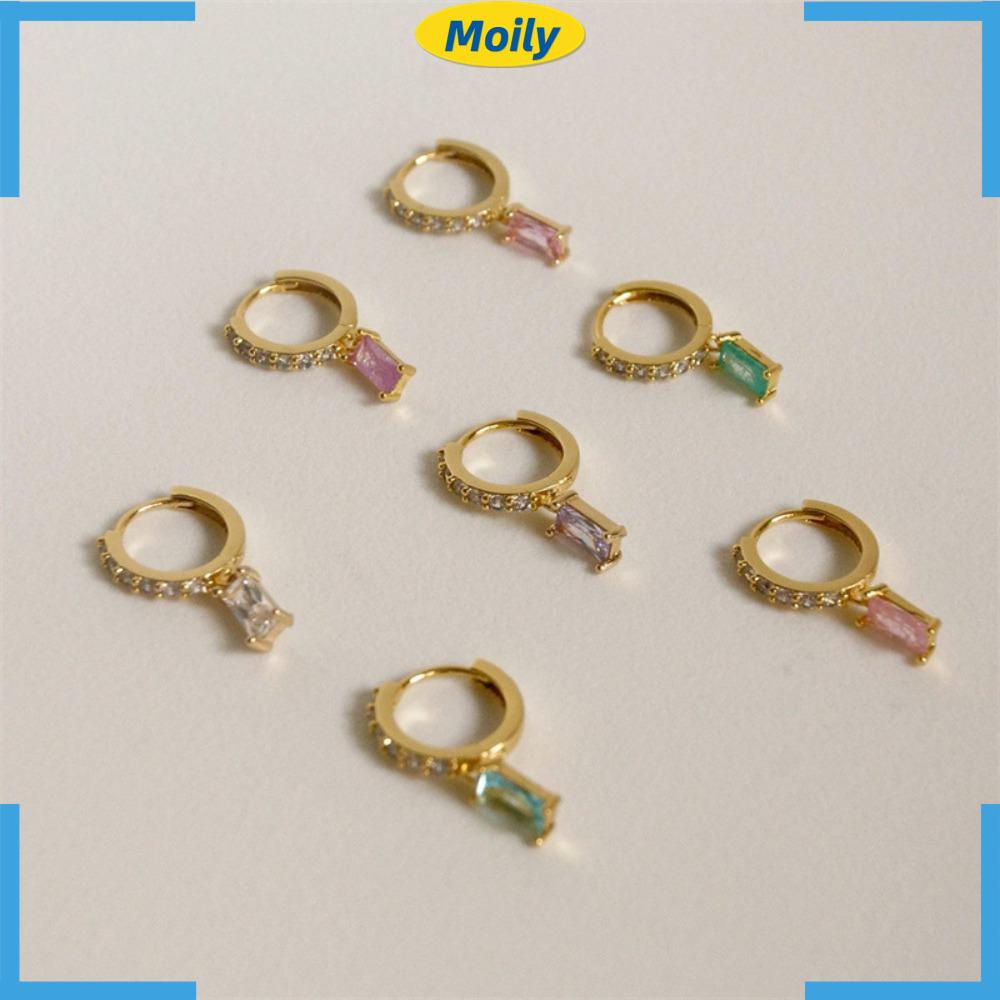 MOILYVN Set 2 Đôi Bông Tai Mạ Bạc 925 Hình Tròn Thời Trang