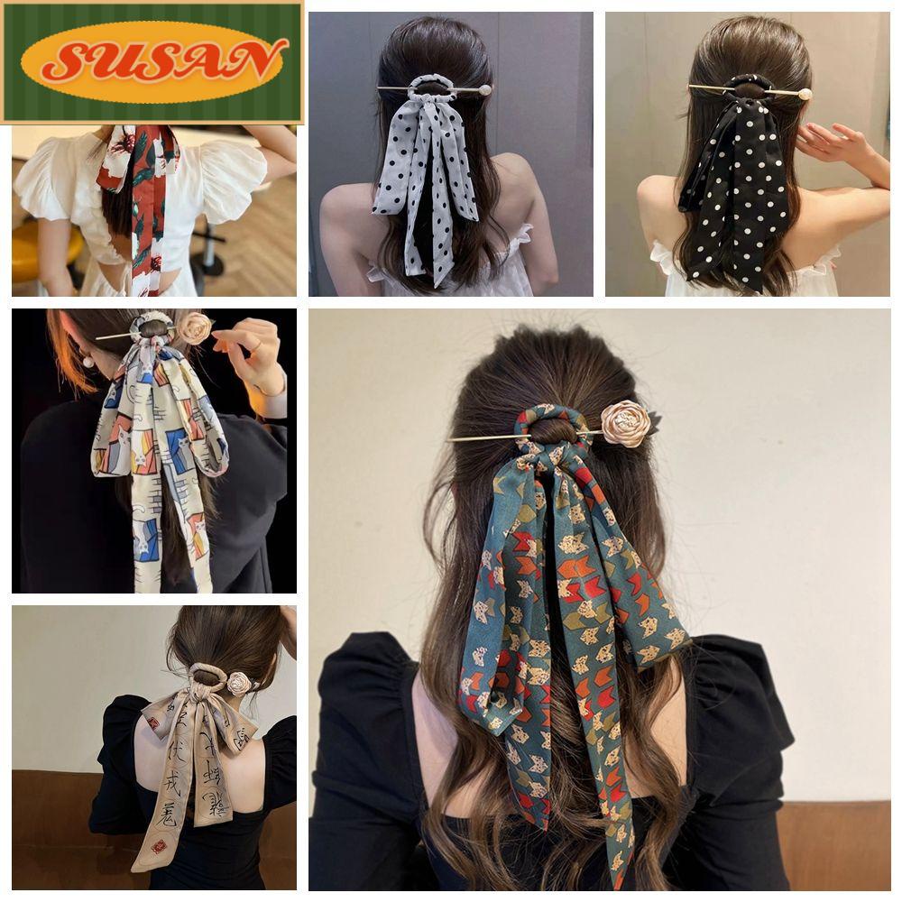 SUSANS Kẹp Tóc Đuôi Ngựa Bằng Lụa Phong Cách Mới