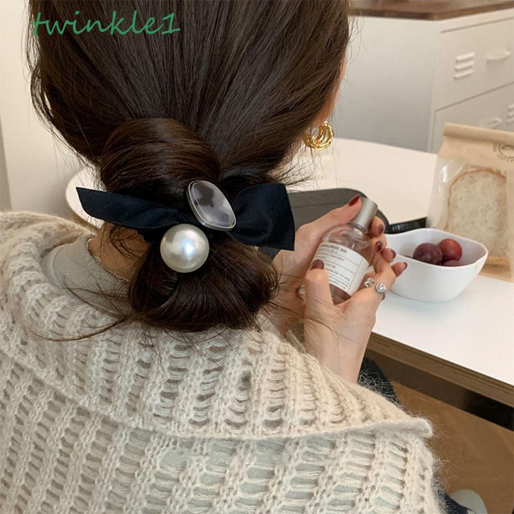 TWINKLE Dây Cột Tóc Co Giãn Hình Nơ Đơn Giản Cho Nữ Giá Đỡ
