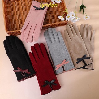 Găng tay da lộn dày dặn mềm mại giữ ấm thoáng khí có thể dùng màn hình cảm ứng thời trang cho nữ