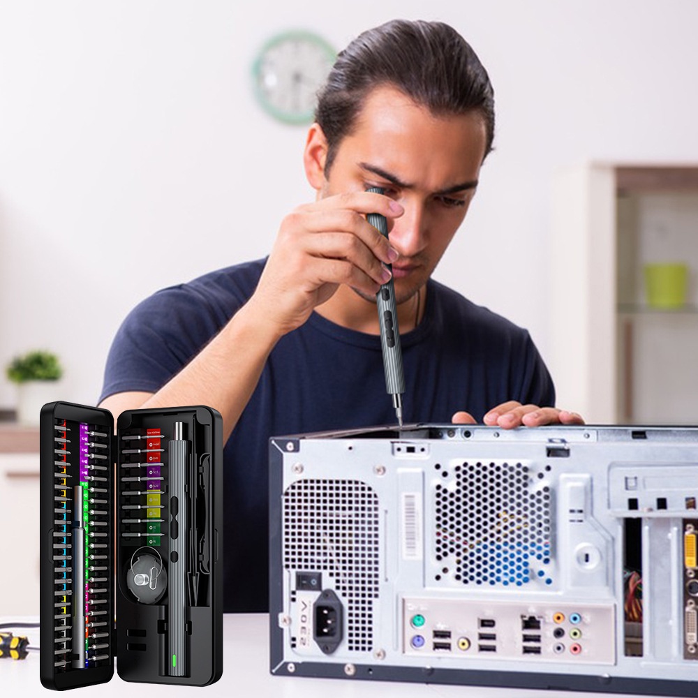 Bộ Tua Vít Điện Tử Tự Động 58 Trong 1 ZIQQUCU Có Đèn Led Chuyên Dụng Sửa Chữa Điện Thoại Laptop Đồng Hồ