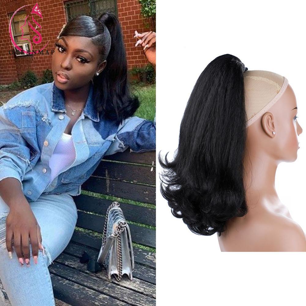 OCEANMAP Tóc Giả Đuôi Ngựa Màu Đen Tự Nhiên Cách Nhiệt Dành Cho Nữ