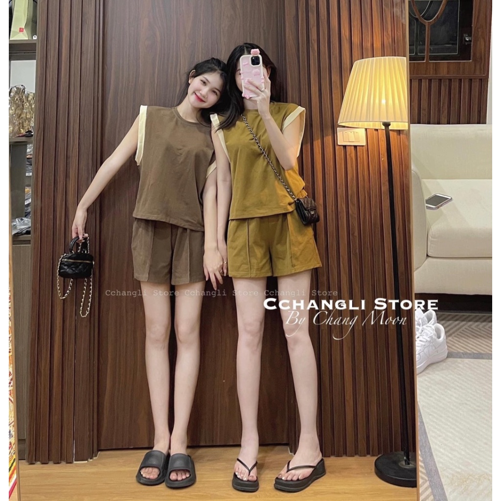 S676 - BỘ ĐÙI NỮ ÁO VẠT TAY HẾN QUẦN GÂN SỌC
