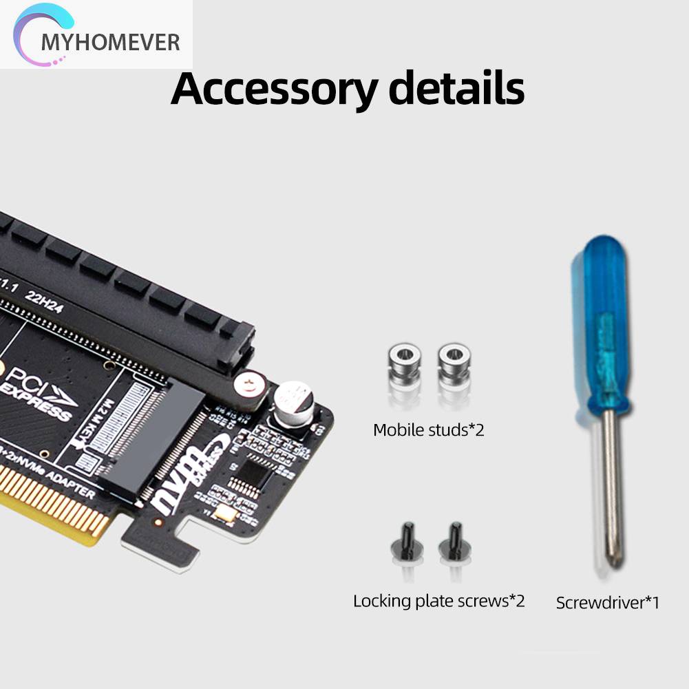Thẻ Mở Rộng PCIe X16 Sang X8 + X4 + X4 2280 / 2260 / 2242 / 2230 SSD