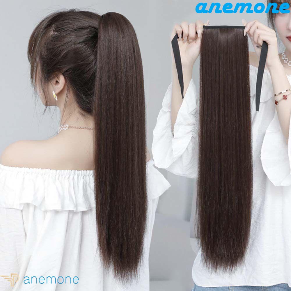 ANEMONE Tóc Giả Đuôi Ngựa Thẳng Dài Bằng Sợi Tổng Hợp Chịu Nhiệt Màu Nâu Phong Cách Lolita
