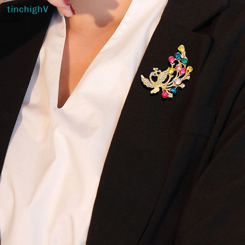 Ghim Cài Áo Hình Chim Công Đính Đá Sang Trọng Unisex