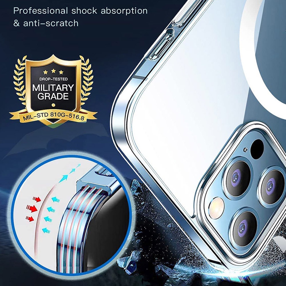 Ốp Điện Thoại TPU Mềm Chống Sốc Trong Suốt Từ Tính Sang Trọng Cho IPhone 14 13 12 11 Pro Max X XR 8 7 Plus