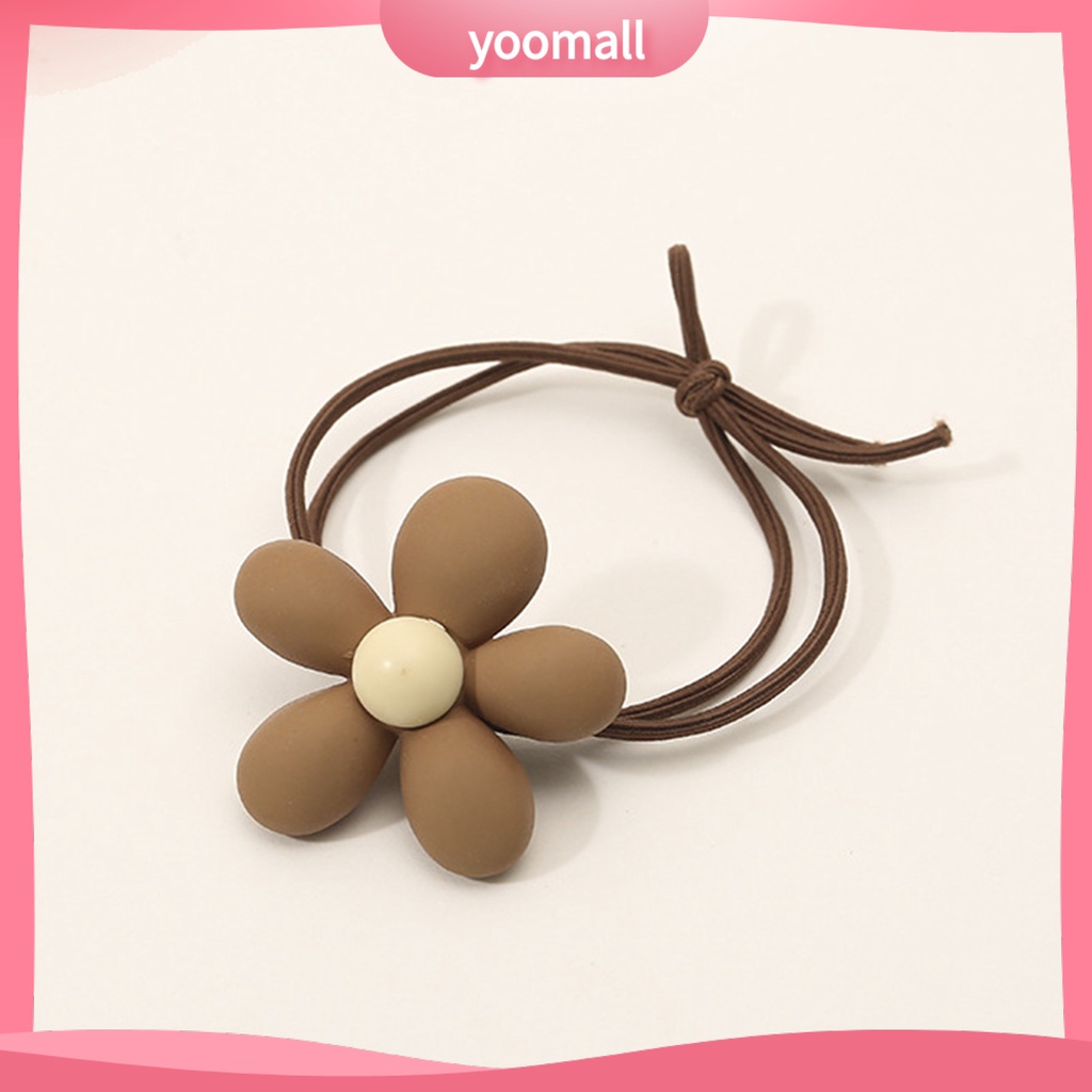 Dây Cột Tóc Co Giãn Mặt Nhám Đính Hoa Hoạt Hình Dễ Thương