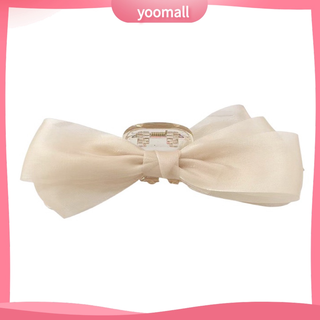 Kẹp Tóc Đính Nơ Ruy Băng Màu Trơn Đa Năng Phong Cách Hàn Quốc