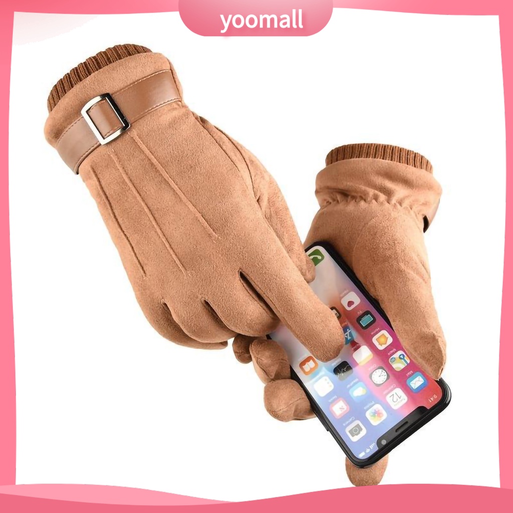 1 Đôi Găng Tay Lái Xe Máy / Trượt Tuyết Màu Sắc Tinh Khiết Chống Lạnh Có Thể Chạm Màn Hình Cảm Ứng