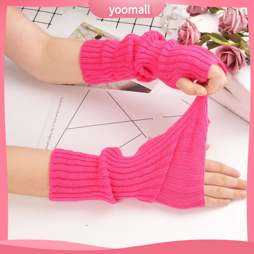 1 Đôi Găng Tay Hở Ngón Bằng Vải Dệt Kim Mềm Mại Thoáng Khí Giữ Ấm Nhiều Màu Thời Trang Cho Nữ