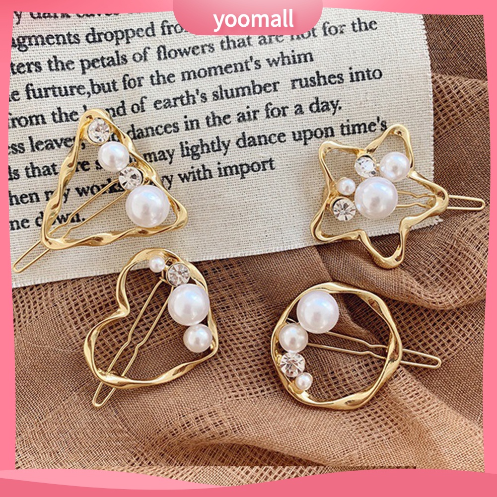 Kẹp Tóc Đính Ngọc Trai Giả Họa Tiết Trái Tim Thời Trang Cho Nữ