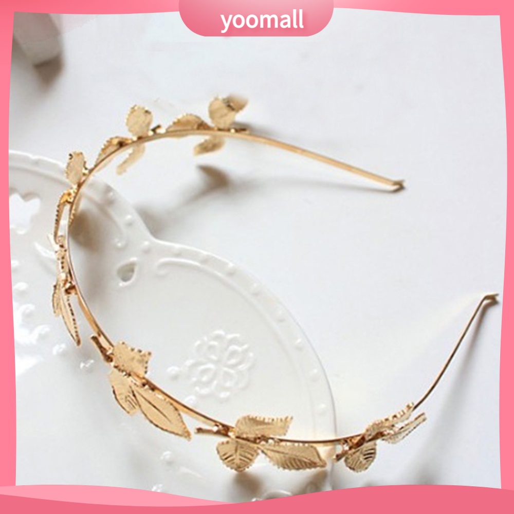 Băng Đô Cài Tóc Bằng Hợp Kim Hình Chiếc Lá Màu Vàng Thời Trang Cho Nữ