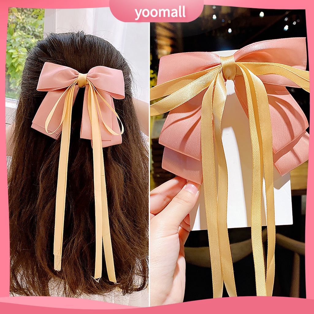 Kẹp Tóc Nơ Ruy Băng Dài Co Giãn Ngọt Ngào Cho Nữ