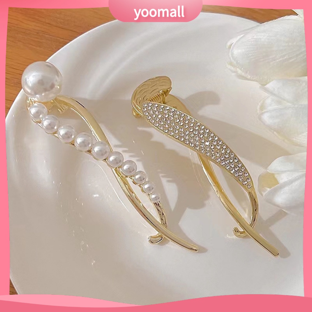 Kẹp Tóc Hình Chữ S Đính Ngọc Trai Giả Mạ Vàng Chống Trượt Cho Nữ