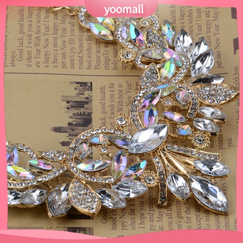 [YM] Vòng Cổ Choker Hình Hoa Đính Kim Cương Giả Nhiều Màu Sắc