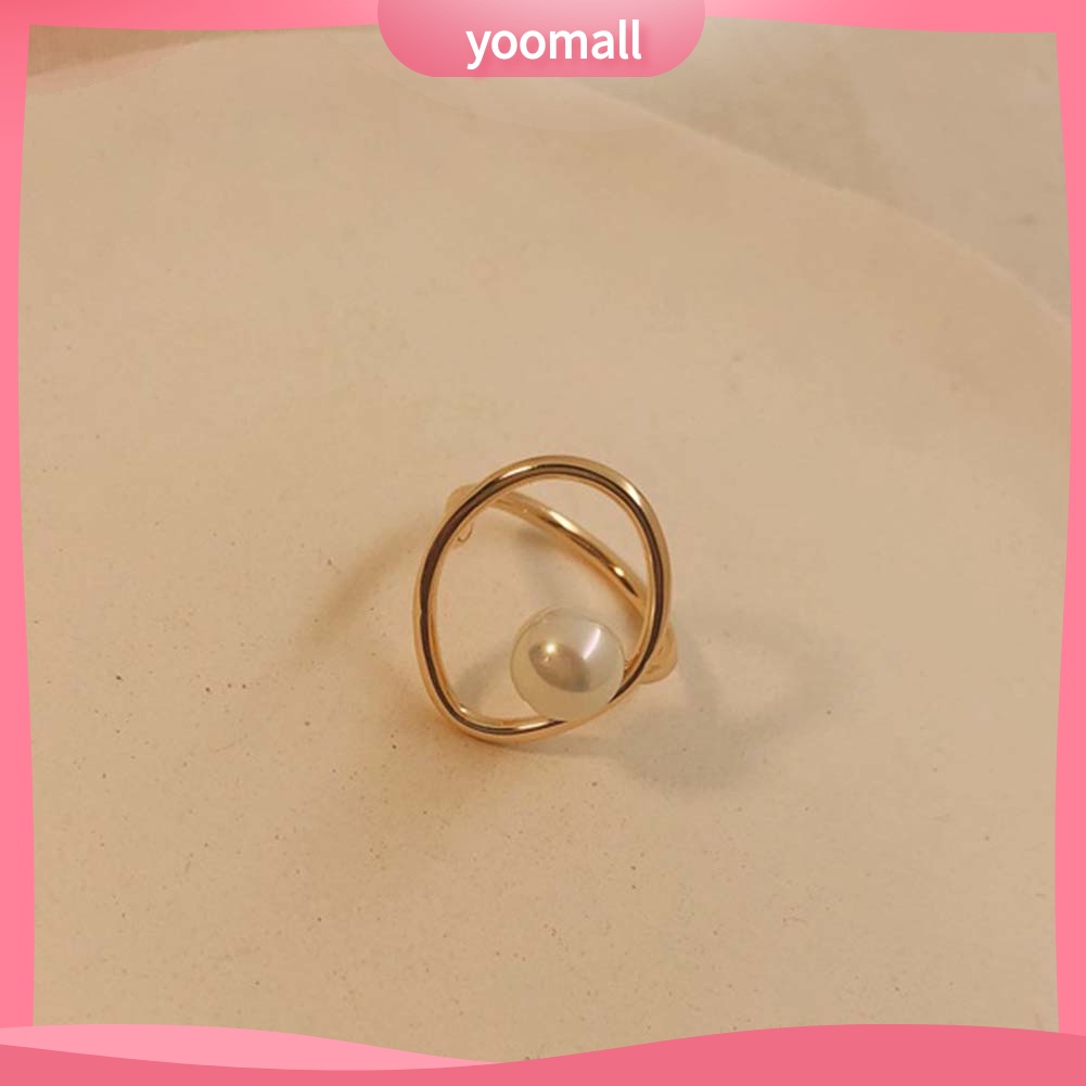 Nhẫn Đính Ngọc Trai Nhân Tạo Thời Trang Dành Cho Nữ