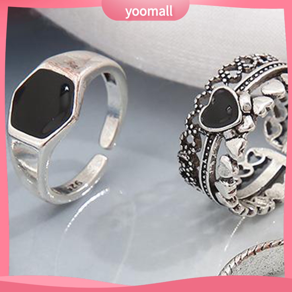 Set 7 Nhẫn Đeo Khớp Ngón Tay Kim Loại Đính Đá Thời Trang Cho Nữ