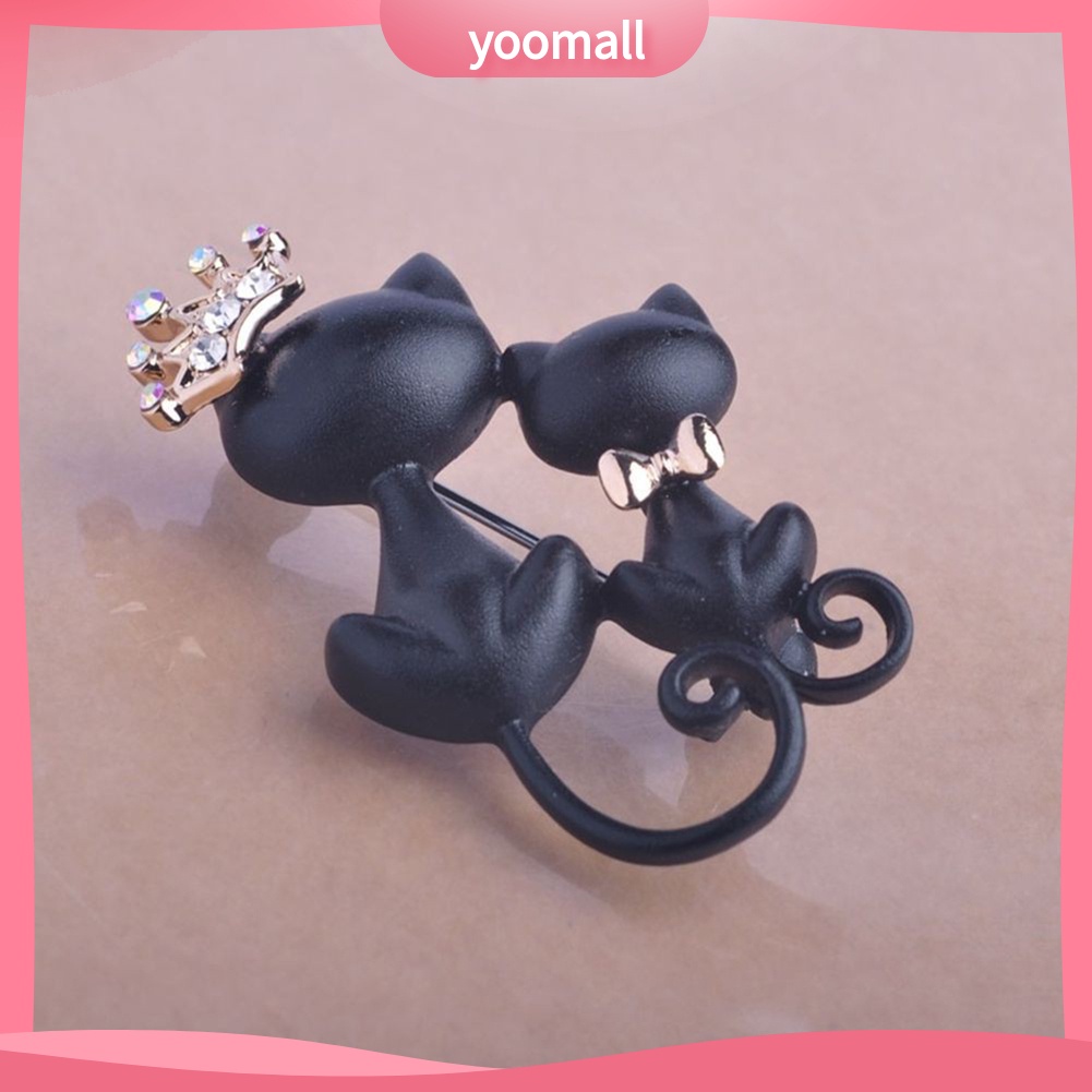 Ghim Cài Áo Hình Mèo Đính Đá Nhân Tạo Thời Trang