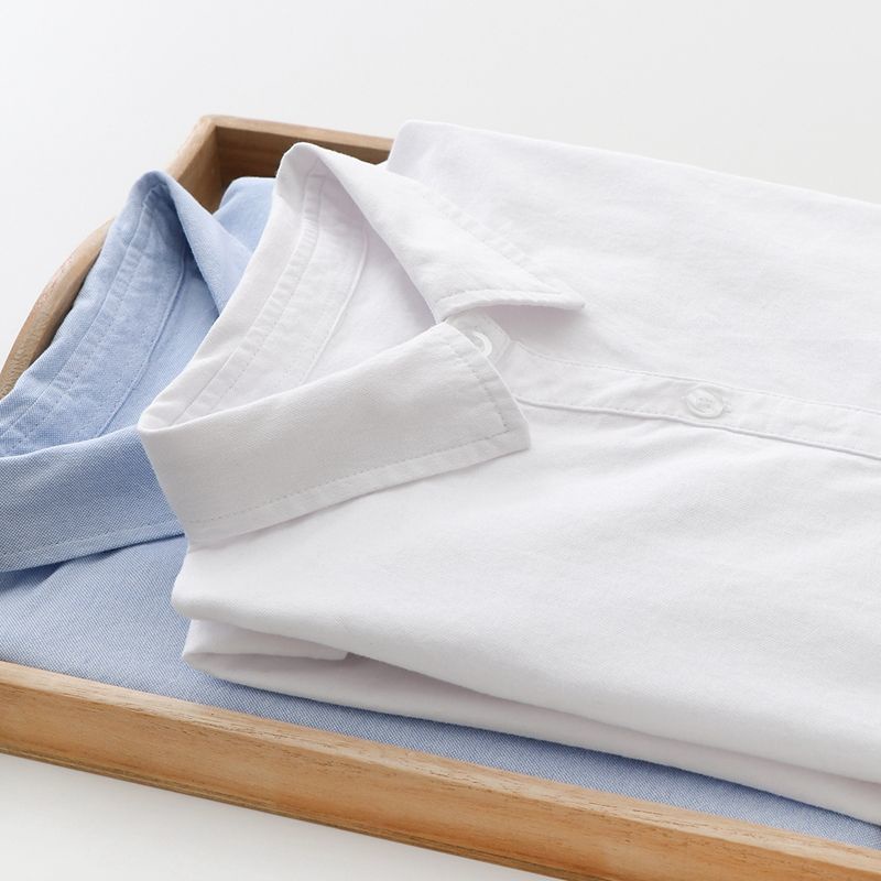 Áo Sơ Mi Cotton Tay Dài Màu Trắng Trơn Phong Cách Hàn Quốc Thời Trang Mùa Xuân Mới Cho Nữ