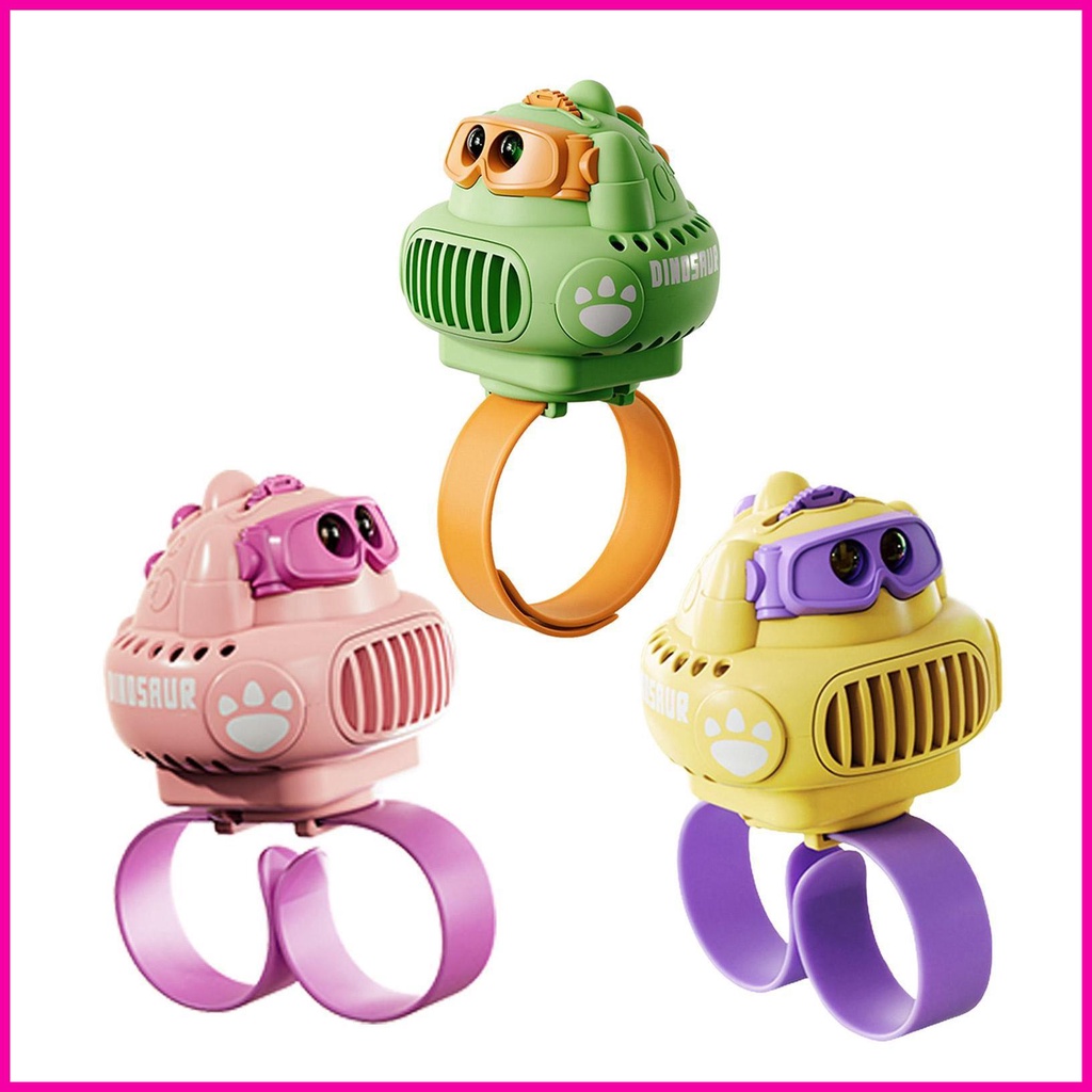 Quạt Mini Cầm Tay Hình Đồng Hồ Chiếu Khủng Long Hoạt Hình Sạc Cổng USB Mang Đi Tiện Dụng