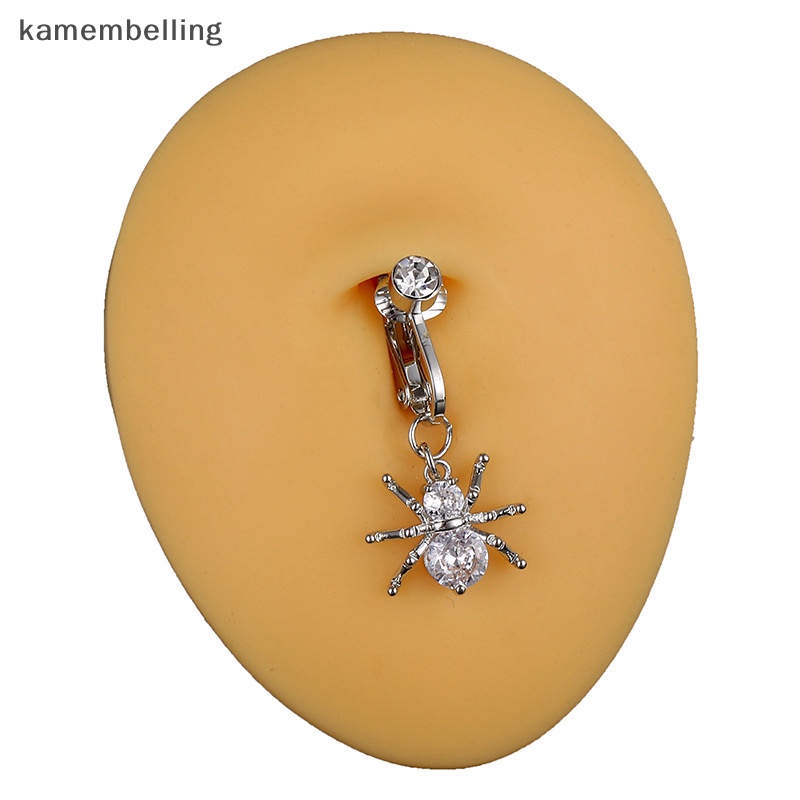 Kamembelling Khuyên Rốn Hình Nhện Đính Đá Zircon Giả Không Cần Đục Lỗ Bằng Đồng Gợi Cảm Cho Nữ EN