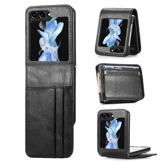 Da Pu Có Đựng Thẻ Ốp Lưng Điện Thoại Samsung Galaxy Z Flip 5 4 6 Flip5 Flip4 Flip6 5G Vỏ Bảo Vệ Mùa Thu