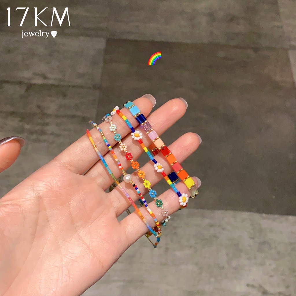 Vòng Tay Chuỗi Hạt Nhiều Màu Sắc 17KM Tùy Chỉnh Thời Trang Cho Nữ