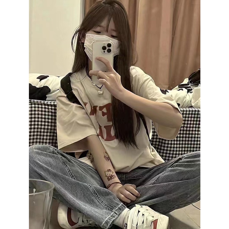 Áo Thun Tay Ngắn Dáng Rộng In Chữ Đơn Giản Phong Cách Hàn Quốc Thời Trang Mùa Hè Hàng Mới Dành Cho Nam Và Nữ