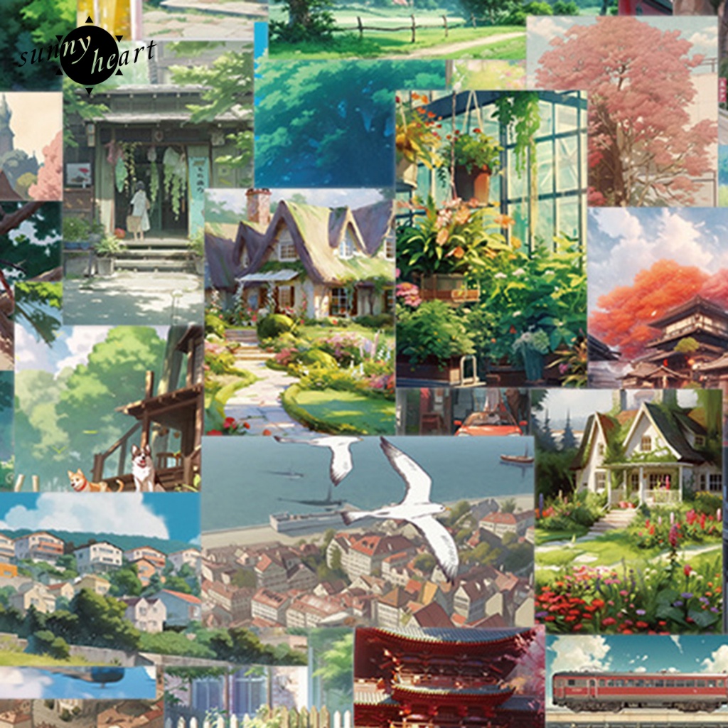 Sunnyheart Set 60 Miếng Dán Hình Dán Trang Trí Chai Nước Laptop Xe Hơi Ván Trượt Máy Tính Xe Đạp Sổ Lưu Niệm Đi Học