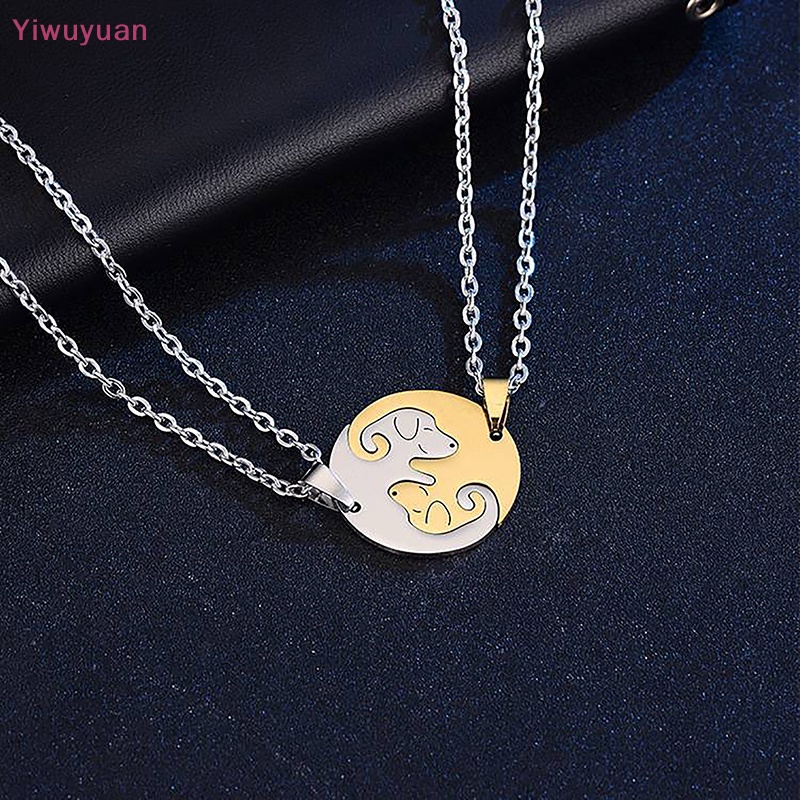 Bộ 2 Vòng cổ Đôi Mặt Âm Dương Bằng Thép Không Gỉ Mới