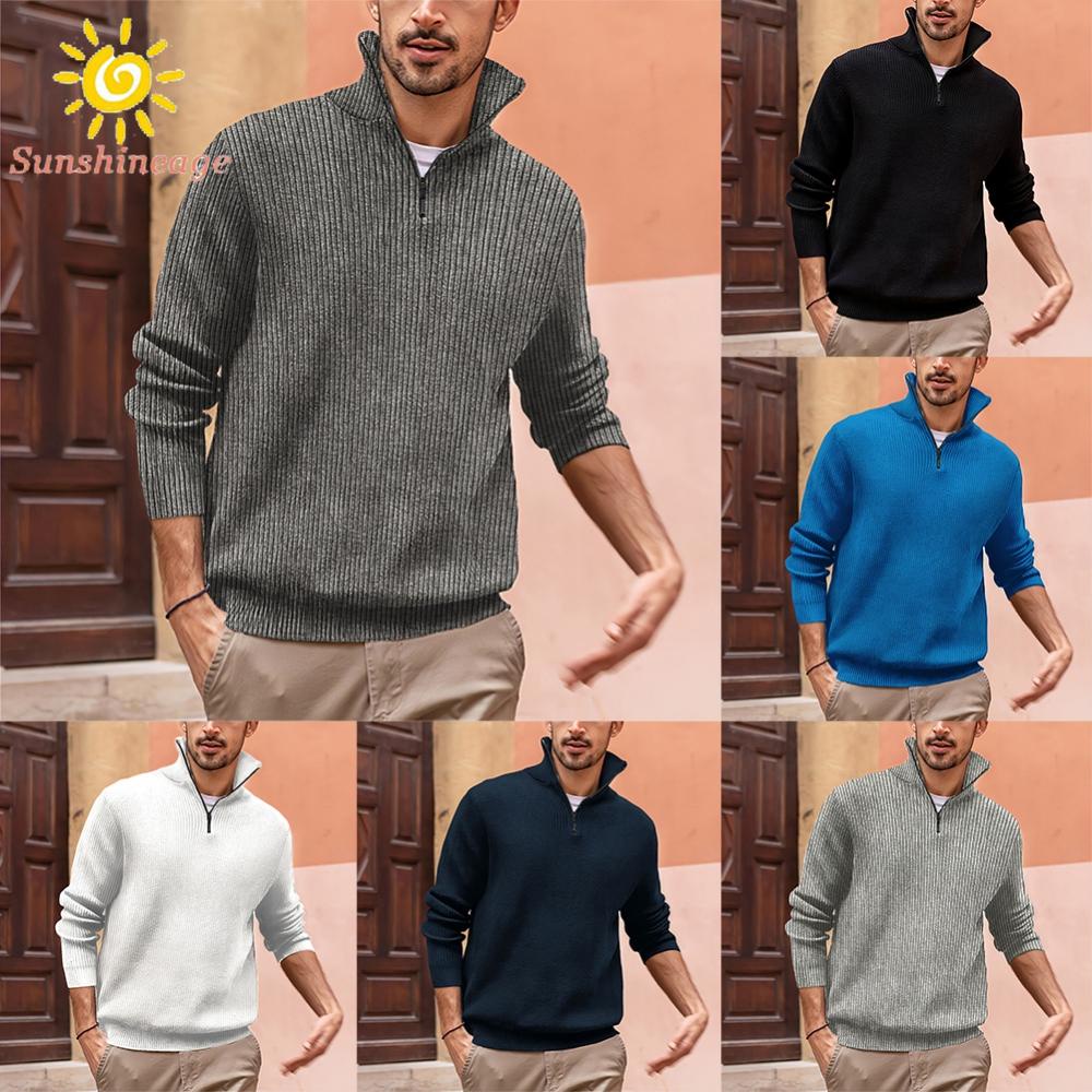 Áo Sweater Mùa Đông Cổ Cao Chất Liệu Dệt Kim Dày Dặn Có Size L Đến 3XL Cho Nam Giới