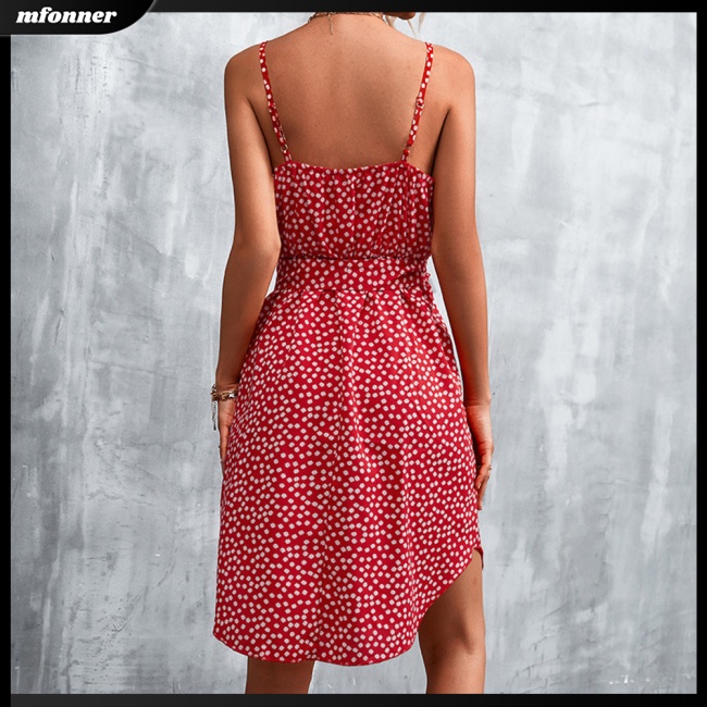 Đầm Cổ Chữ V Lưng Cao Xẻ Tà Họa Tiết Hoa Thanh Lịch Thời Trang Mùa Hè Cho Nữ