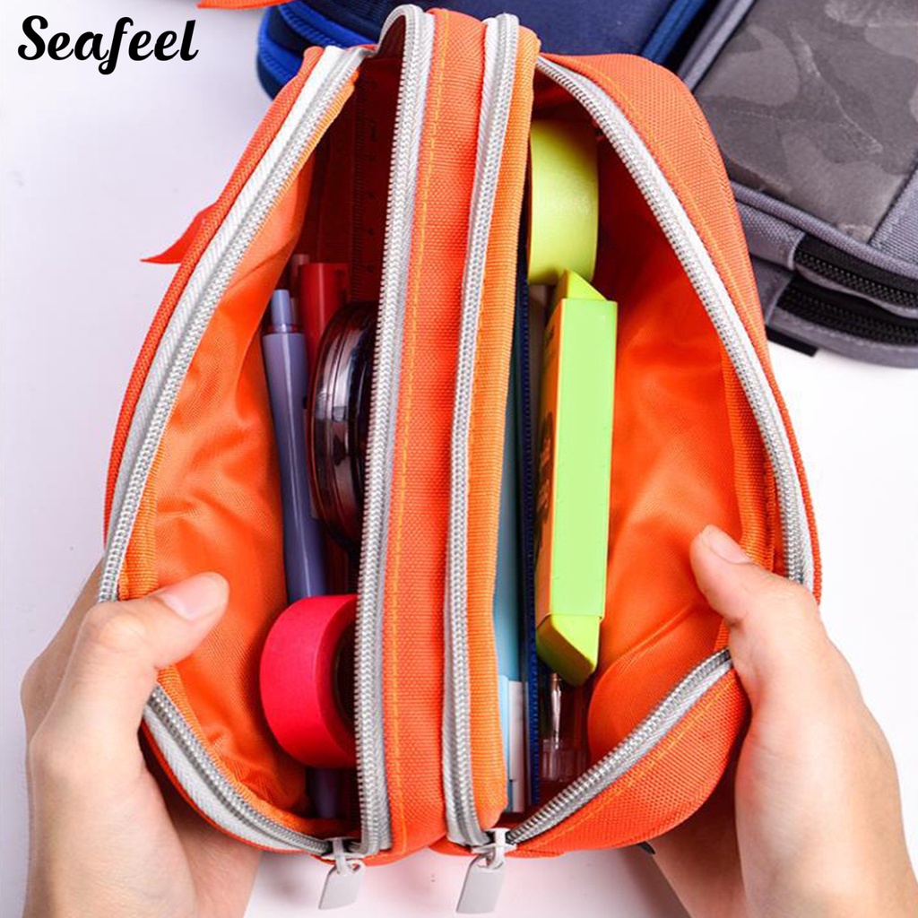 Túi Đựng Bút Nhiều Ngăn Cỡ Lớn Có Khóa Kéo Tiện Lợi Dành Cho Học Sinh