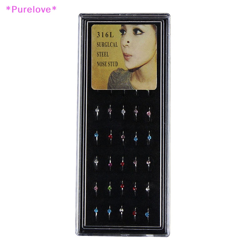 Set 40 Khuyên Mũi Thép Không Gỉ Đính Đá Cá Tính Thời Trang Mới