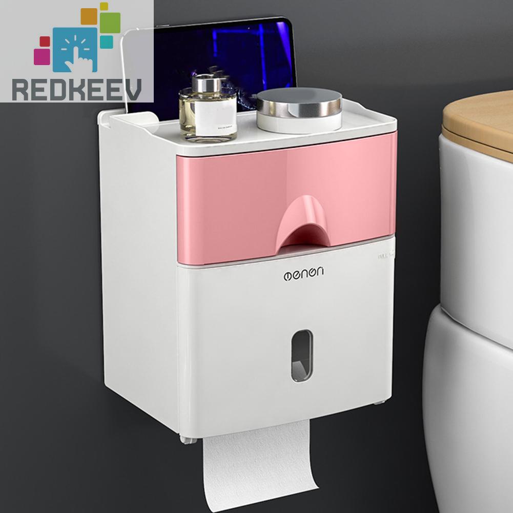 Hộp Đựng Khăn Giấy Hai Tầng Gắn Tường Chống Nước Không Cần Đục Lỗ Cho Nhà Tắm / Nhà